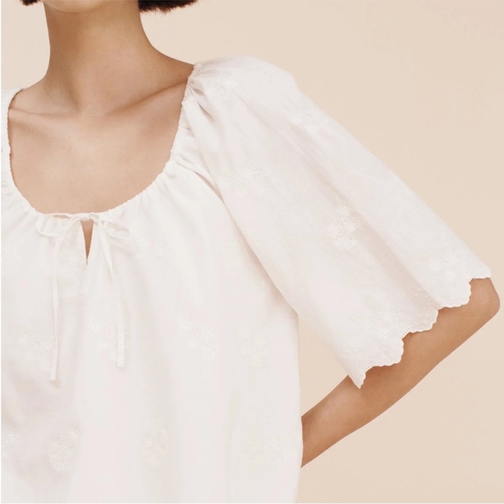Posse Small Dahlia Embroidered Blouse in Vintage White - Picture 2 of 11